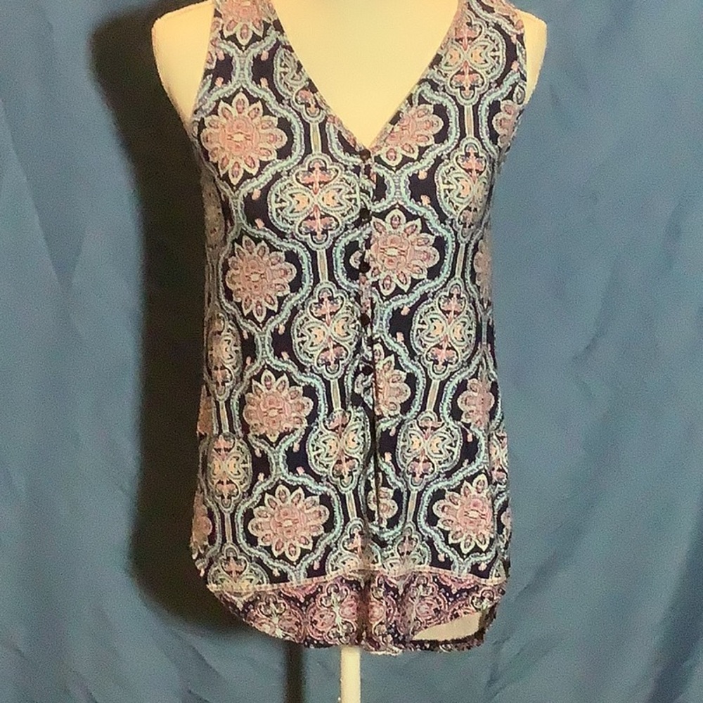 Olive & Oak Sleeveless Top Blue Pink and Turquoise